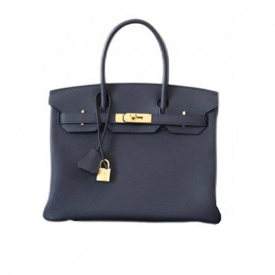HERMES HERHERMES BIRKIN BAG SAPPHIRE GOLD BUCKLE  TOGO HALF-HANDMADE  (25cm*20cm*13cm)